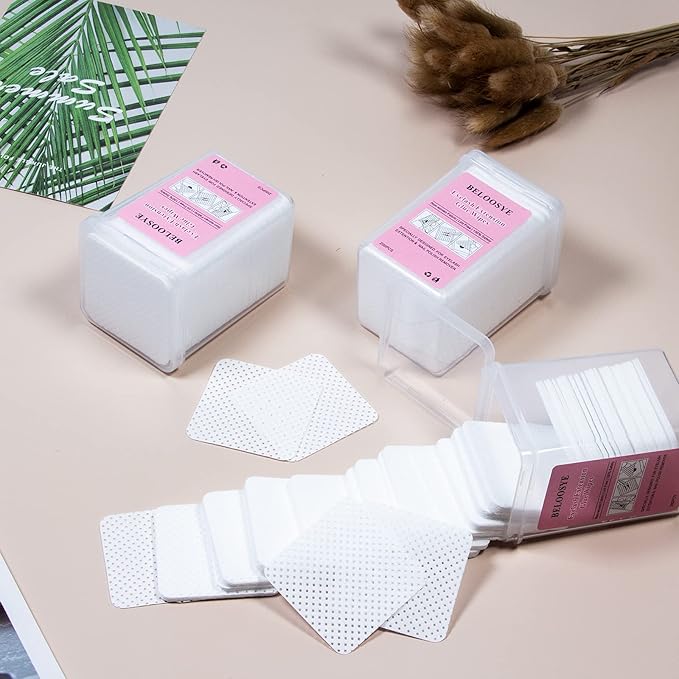 1000 PCS Eyelash Extension Glue Wipes,Lint Free Nail Wipes,Super Absorbent Soft Non-woven Fabric Adhesive Nail Polish Remover Wipe, Glue Wiping Cloth for Lash Extension Supplies and Nail Polish Bottle