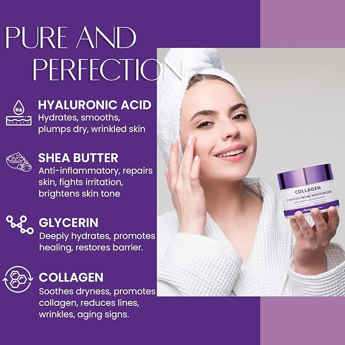 Collagen Daily Face Moisturizer - Hydrating, Anti-Aging, Skin Firming - Dermatologist Tested, Clean Beauty, Cruelty-Free Korean Skin Care for All Skin Types - 1.69 fl. oz