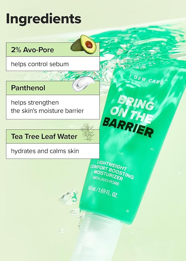 I DEW CARE Lightweight Boosting Moisturizer - Bring On The Barrier | Strengthening, Soothing for Combination Skin and Oily Skin, Balance Excess Sebum, Fast Absorption, Hydrating, 50mL
