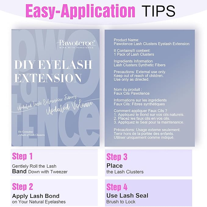 Pawotence Wispy Lash Clusters Natural Cluster Lashes Extension DIY Natural Eyelash Clusters Extension 10-16mm Individual Lashes False Eyelashes Wispy Soft Cluster Eyelash Extensions