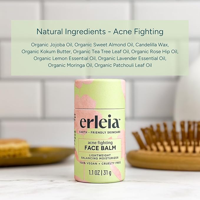 Face Balm - Solid Facial Moisturizer for Acne, Vegan, Cruelty-Free, Travel-Friendly, Plastic-Free, Sustainably-Sourced Ingredients