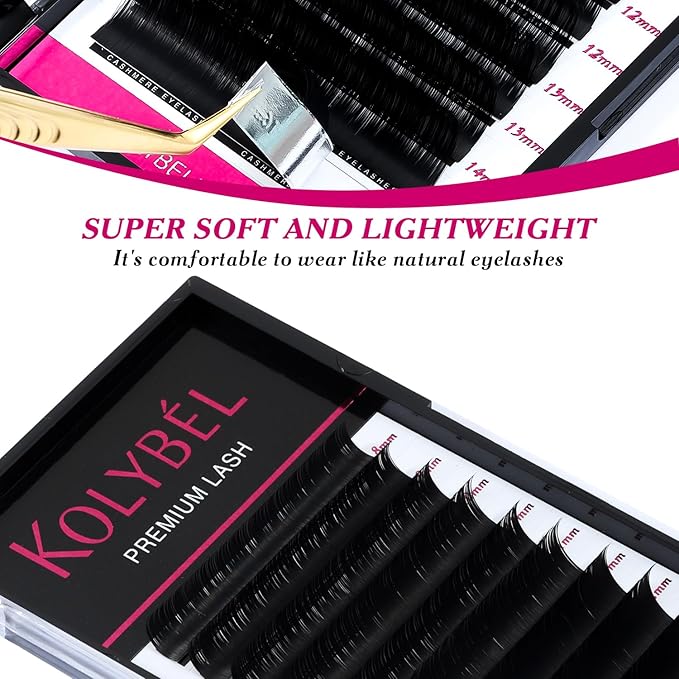 Premium Eyelash Extensions 0.15 C Curl 13mm Single Tray Premium Individual Lash Extensions, Silk Volume & Classic Lashes Soft Matte Dark Professional Eyelashes Extension Salon Use(0.15-C-13mm)