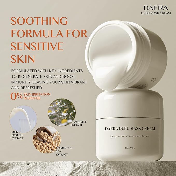 Korean DUBU Cream Glass Skin Care, Deep Hydrating Repairing Nourishing for Dry and Sensitive Skin, Panthenol, Niacinamide, Adenosin, Korean Moisturizer