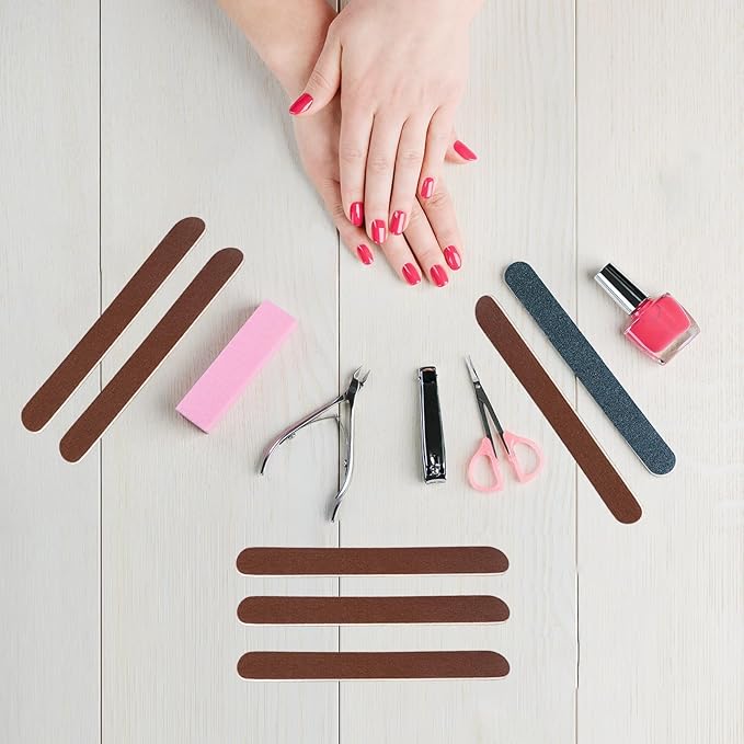 100 Pcs Wooden Nail Files, 7 Inches Emery Board Nail File for Nature Nails, Manicure Tool Set Disposable Nail File for Home Salon Brown