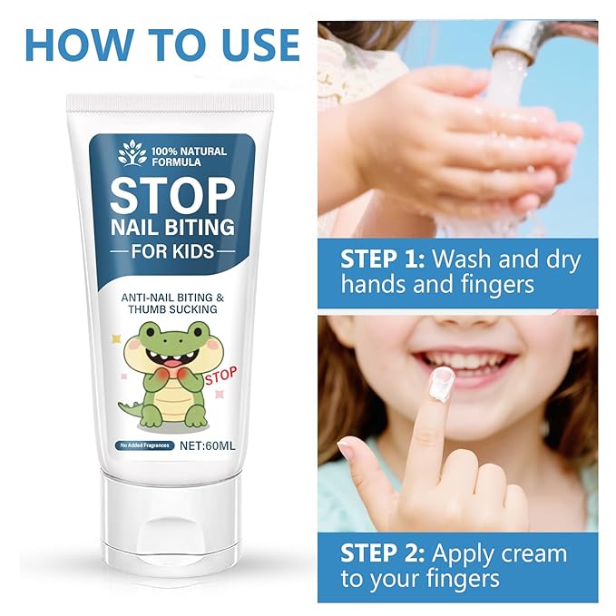 Nail Biting Prevention-Nail Biting Treatment for Kids-Anti-Nail Biting Thumb Cream for Kids-100% Natural Bitter Formula-No Additives-Protects Nails Healthy Nail Growth-Safe for Children, 60ml