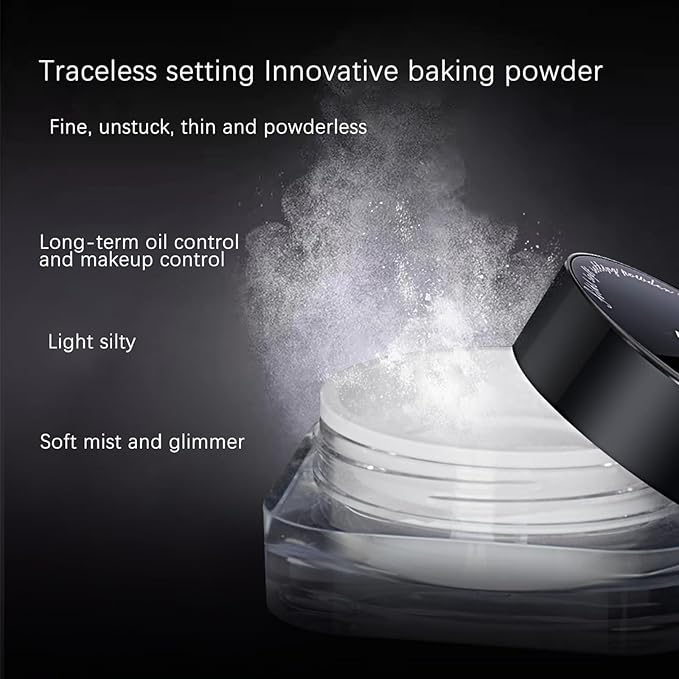 BLUE LOVE Loose Setting Powder for Oily Skin, Long-Lasting Oil Control Makeup, Waterproof Compact for a Smooth Finish (Transparent)