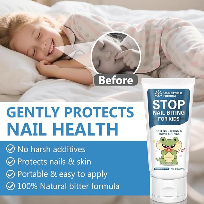 Nail Biting Prevention-Nail Biting Treatment for Kids-Anti-Nail Biting Thumb Cream for Kids-100% Natural Bitter Formula-No Additives-Protects Nails Healthy Nail Growth-Safe for Children, 60ml