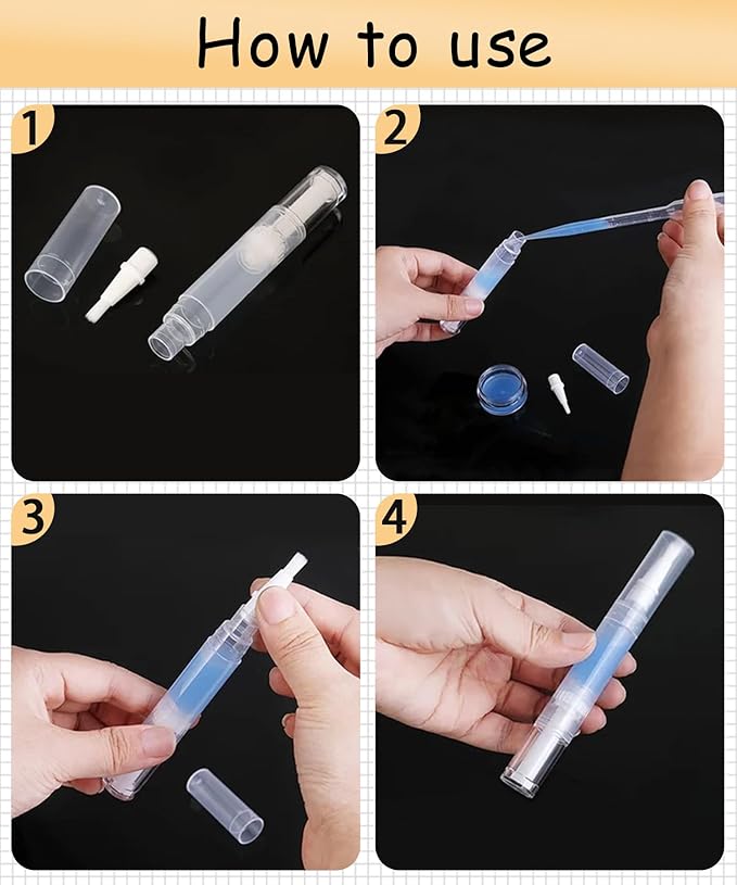 6 Pcs 3ml Empty Cuticle Oil Pen with 4 Pcs Transfer Pipettes - Transparent Nail Oil Twist Pens with Brush Tip for Nail Oil, Eyelash Growth Liquid, Cosmetic Lip Gloss Container Applicators