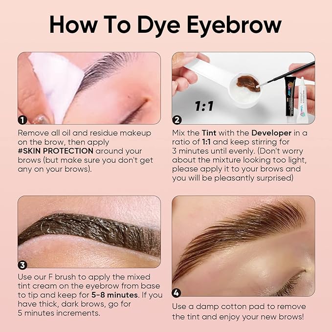 Libeauty Eyelash and Eyebrow Color Kit Brown Instant Hair Color Kit for Lash and Brow Perfect Partner for Lash Perm/Lift/Lamination Treatment Voluminous Coloring