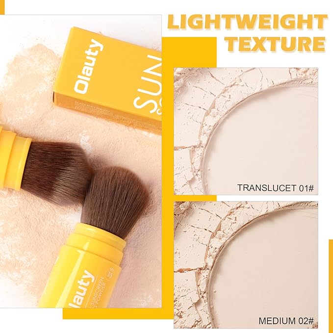 Sulily Mineral Sunscreen Setting Powder, Translucent Oil Natural Matte Concealer Brush Powder,Lasting Breathable Lightweight Powder for Face&Hair,All Skinp (#1 Translucent)