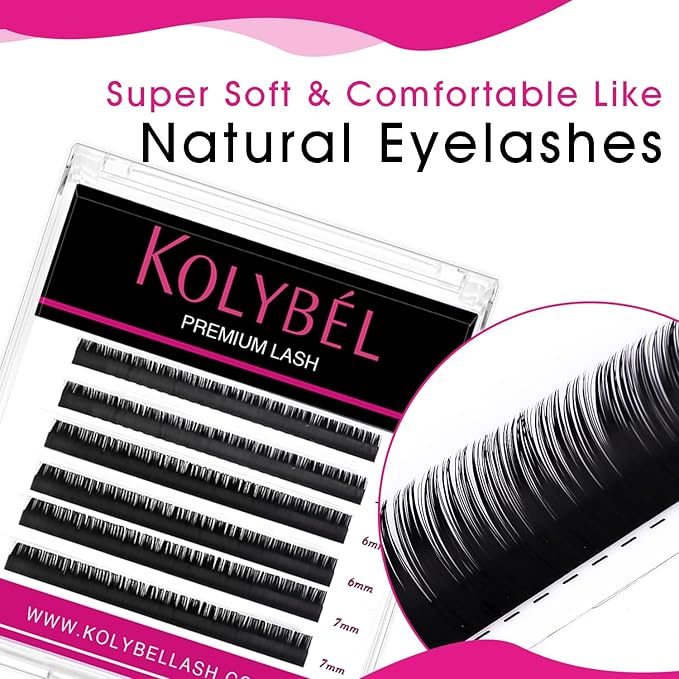 KOLYBEL Bottom Lash Extension 0.05 B Curl 5-7mm Mixed Length Tray Black Premium Eyelash Extensions Soft Under Lower Eyelash Extension for Salon Use (Bottom,0.05-B-5-7mm)