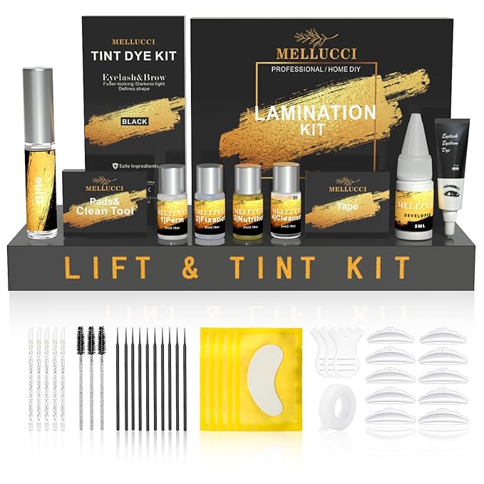 Lash Lift Black Color Kit Upgraded Brow Lamination Black Color Set Long Lasting 6-8 Weeks Eyelash Perm Kit Achieve Salon-Quality Easy to Apply at Home DIY & Salon Safe Effective Results