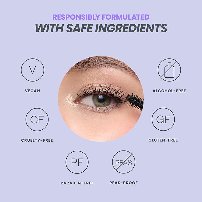 Wonderskin Mascara - Black Mascara for Volume, Length, and Curl - Lengthening, Volumizing & Smudge Proof Lash Makeup