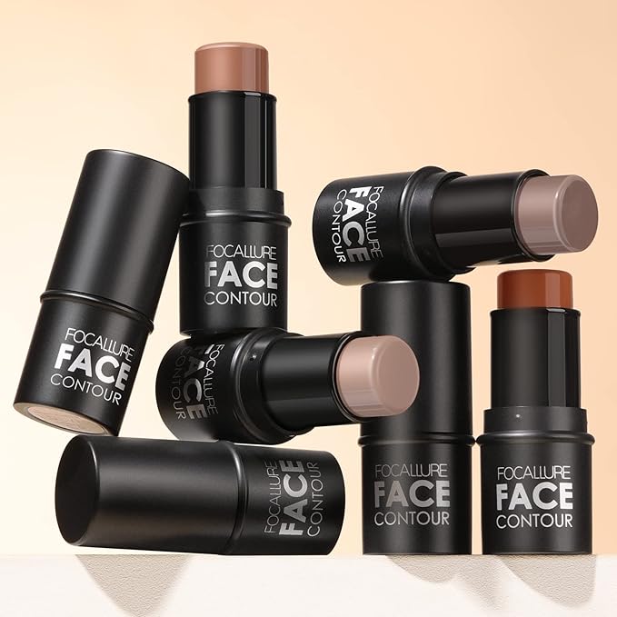 FOCALLURE Cream Contour Stick, Matte Bronzer Stick, Professional Face Shaping & Contouring Stick Makeup, Easy to Apply with Buildable Coverage, Long Lasting & Sweatproof, BROWN