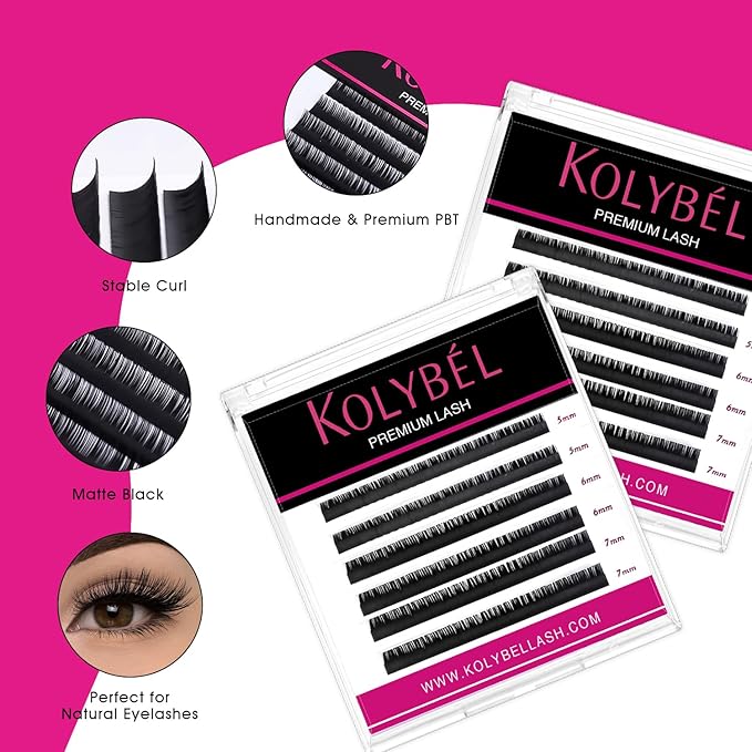 KOLYBEL Bottom Lash Extension 0.05 B Curl 5-7mm Mixed Length Tray Black Premium Eyelash Extensions Soft Under Lower Eyelash Extension for Salon Use (Bottom,0.05-B-5-7mm)