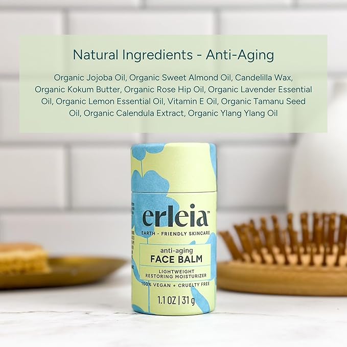 Face Balm, Solid Facial Moisturizer, Sustainably-sourced ingredients, Travel-friendly, Vegan, Cruelty Free, Plastic Free (Anti-Aging)