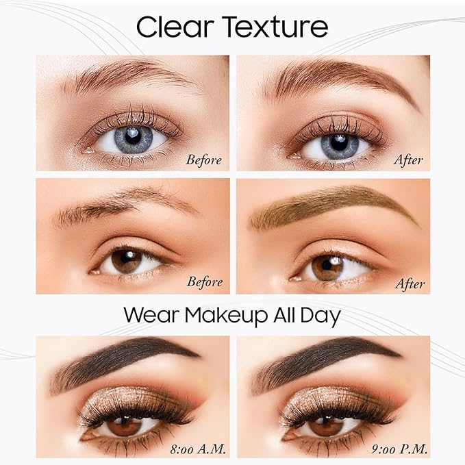 Eyebrow Pencil Eyebrow Microblading Pen - Eye Makeup Brow Pen Liquid Pencil with 4 Micro-Fork Tip, Waterproof & Long-Lasting & Smudge-Proof Brow Pencil, Voluminous Hair Stays on All Day (Black)