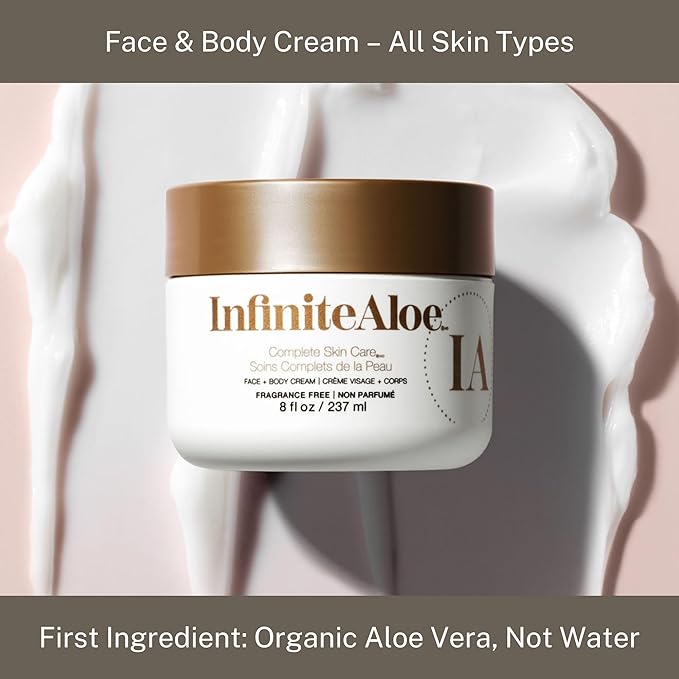 InfiniteAloe Complete Skin Care, Aloe Vera Powered Face and Body Cream for All Skin Types, Dry Skin Everyday Hero, Original Scent - Small Jar 2 oz