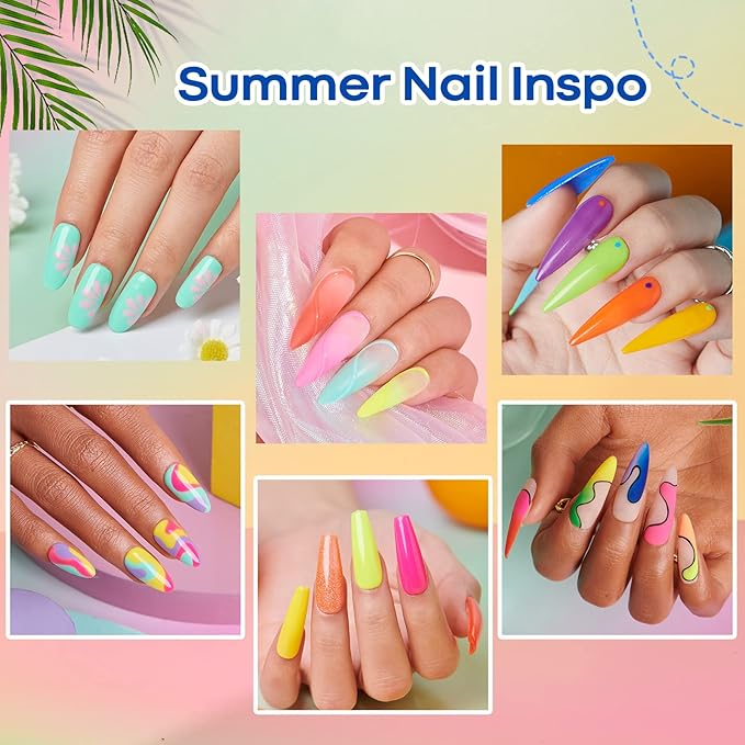 AZUREBEAUTY 42Pcs Dip Powder Nail Kit Starter - Going Summer, 32 Colors Blue Lilac Purple Pink Green Acrylic Nail Dipping Powder Set with Top/Base Coat Activator &Tray for French Art Manicure DIY Home
