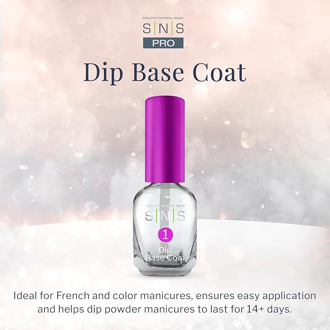 SNS Dip Base Coat for Dip Powder Nail Color & French Dip Manicures - Long-Lasting Dip Powder Adhesive to Support Healthier & Stronger Nail Bed - Low-Odor & No UV Lamp Required, 0.34 fl oz