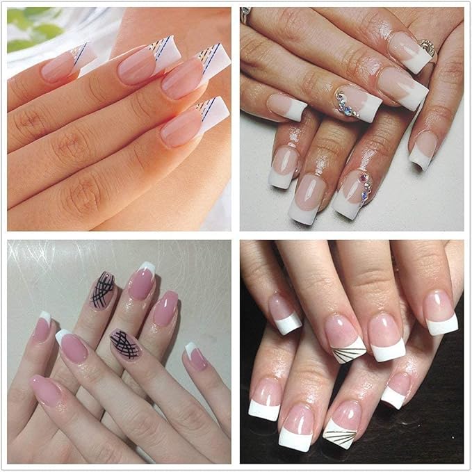 1000pcs Clear and Natural Square Nail Tips,10 Size French Nail Tips For Acrylic Nails Half Cover False Nails Extension Artificial Fingernails
