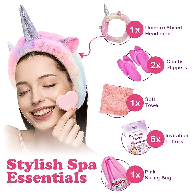 Glow in Dark Kids Spa Day Kit for Girls - 42+ Piece Set Waterfall Foot Spa - Perfect Spa Kit for Girls, Fun Pedicure and Party Supplies, Ideal for Girls Ages 6 7 8 9 10-12