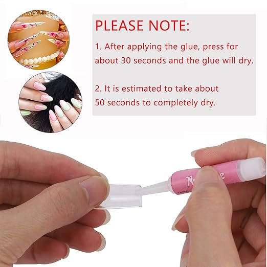 100PCS Acrylic Nail Tips Adhesive Super Bond Long Lasting Glue for DIY Nail Art, 2g/Bottle