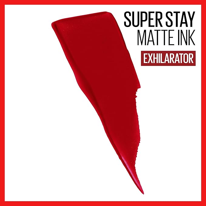 MAYBELLINE Super Stay Matte Ink Liquid Lipstick Bundle - Shot Caller Bright Pinky Red & Exhilarator Ruby Red