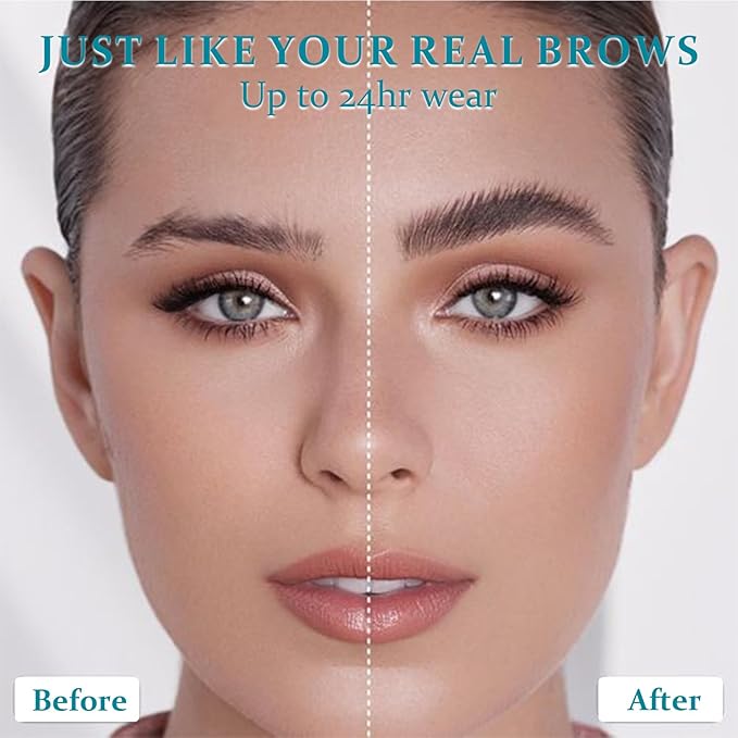 Eyebrow Pen - Microblading Eyebrow Pencil with Micro-Fork Precise Brush-Tip - Creates Natural Looking Brows Effortlessly and Stays on All Day - Waterproof Brow Pencil Hair, Gray