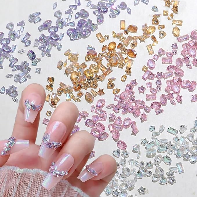 100pcs Colorful Zircon Mini Nail Rhinestones Clear Rhinestones for Nails Design 3D Nail Charms and Gems for Crafting Rhinestone Kit Fingernail Diamonds Nail Art Crystals Women Manicure Decor Gemstones
