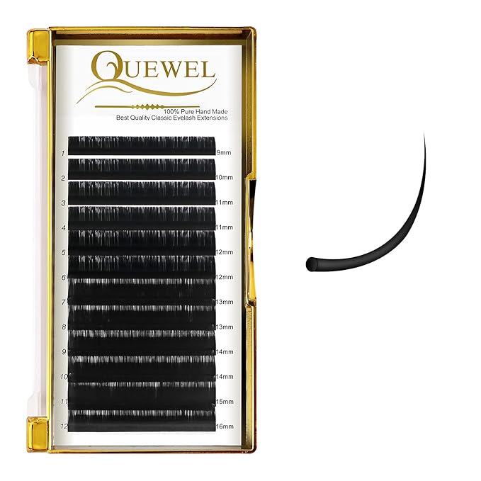 Classic Eyelash Extensions 0.15 C MIX9-16mm Lashes Extensions Supplies C/D Curl Single Length 9-20mm Mixed Length 9-16mm/15-20mm by QUEWEL (0.15 C MIX9-16)