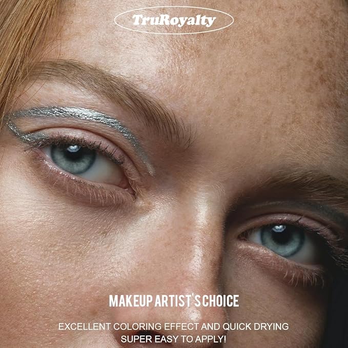 '-Water Activated Eyeliner Silver n Gold 2 in 1 - Shimmery Wet Liner Makeup - Smudge Proof Face Body Paint Long Lasting Formula- âTruRoyaltyâ Silver n Gold -10g/container