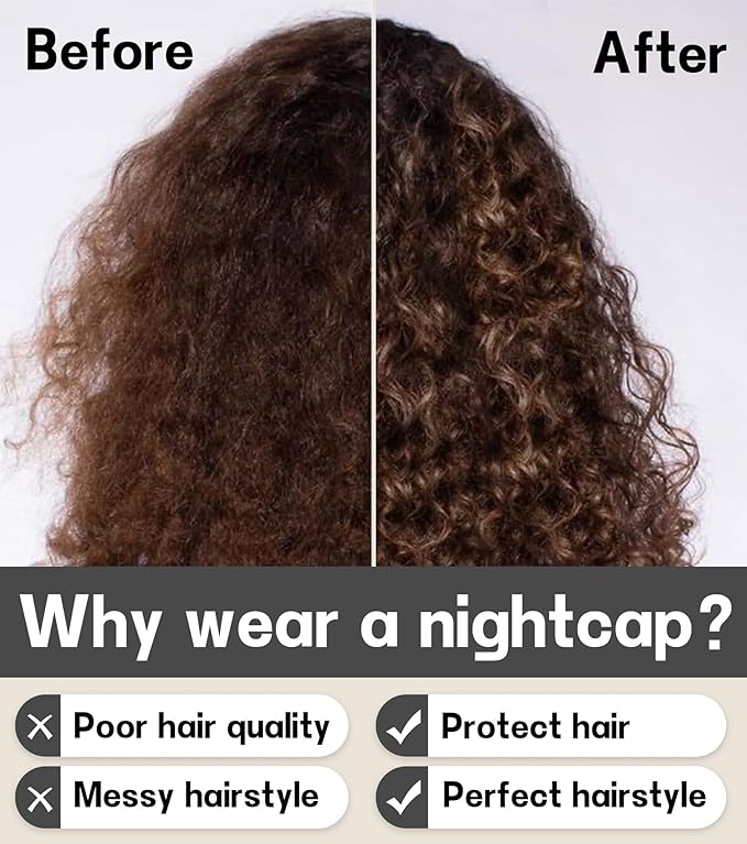 100% Mulberry Silk Bonnet for Sleeping for Curly Hair and Braids, Wrap with Adjustable Strap for Women and Men,Real Silk, Not Satin(1Pc,Black)