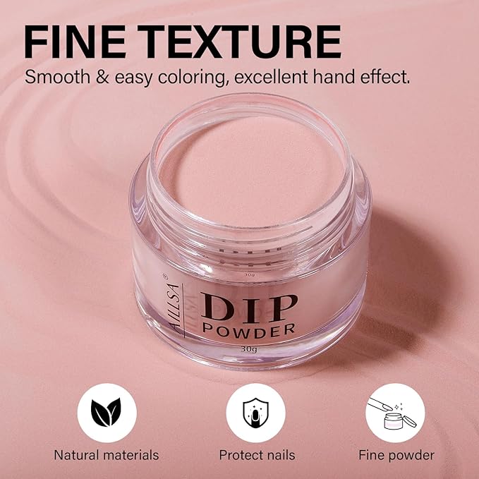 AILLSA Salmon Pink Dip Powder Nail Dipping Powder Jelly Nude Translucent DIY Manicure Salon at Home Easy to Use for Valentine's Day Gift (1 Oz)