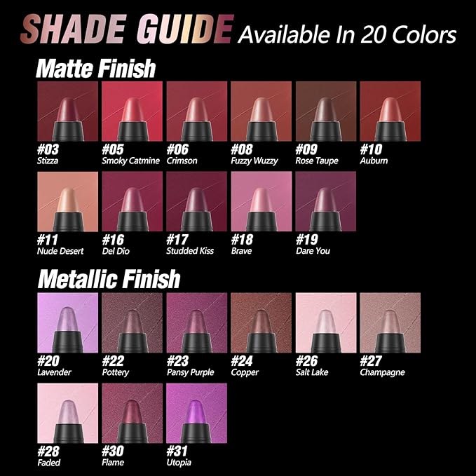 FOCALLURE Ultra Chic Metallic Lipstick,Rich Vitamin E Lip Crayon,Lightweight Shinning Color without Drying or Fading,Long Lasting Lips Makeup,#26 Salt Lake