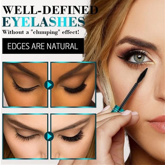 2 Pack Lash Cosmetics Mascara 5x Longer Lash Mascaras, 2 in 1 Black Mascara Waterproof Volume and Length Eye Cosmetics, Long-Lasting Natural Liquid Eyelash Mascaras Black Makeup