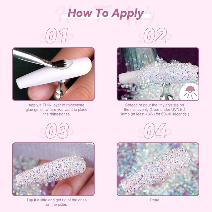 10000Pcs Tiny Rhinestones 1.2mm Clear AB Flatback Glass Pixie Crystals, Iridescent Gems Long Lasting Shine Small Sugar Beads Dust Charms for Nail Design DIY Crafts Accessories