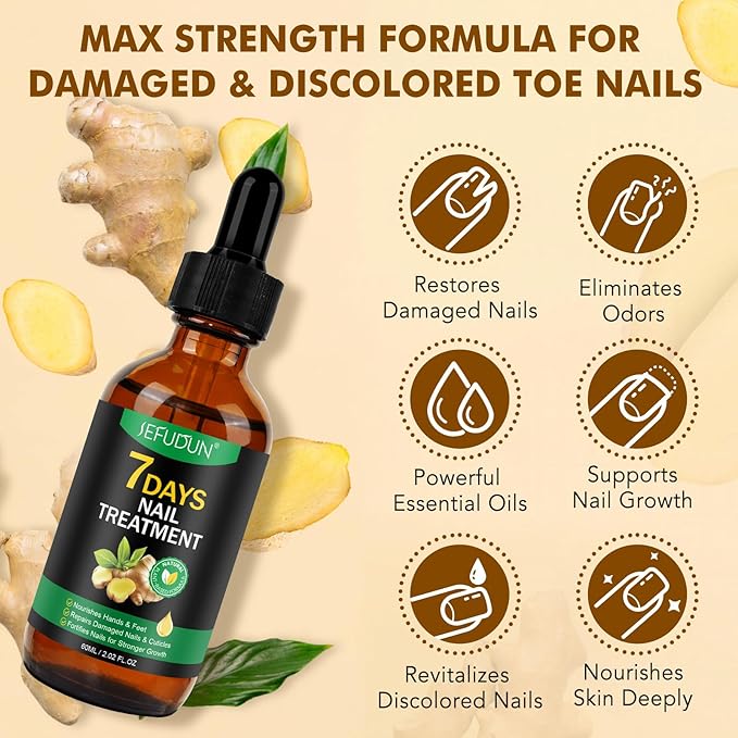 Ginger Nail Growth Strengthener Serum – Ginger-Infused Nail Repair Oil for Care, Natural Nail and Strengthener Solution