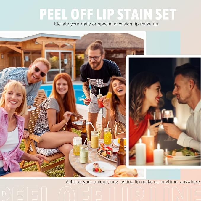 Peel Off Lip Liner Stain 3 Colors, Lip Stain Peel Off Long Lasting Brown Lip Liner Set Matte Lip Tint Stain Tattoo Transfer Proof Highly Pigmented Color Precise Lip Pencil Contour for Women