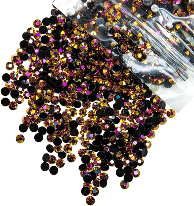 10000PCS 2mm Gold Rose AB Resin Rhinestones for Crafting SS6 Flatback Jelly Stones Bulk Non-Hotfix Golden AB Diamonds Gems for Nails Face Eyes Makeup Tumblers Bottles DIY Crafts Clothes Shoes