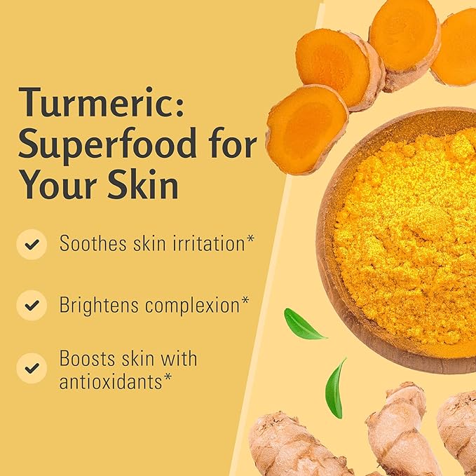 Exfoliating Turmeric Scrub and Skin Exfoliator with Collagen and Coconut Oil, Gently Exfoliates Face, Body, Hands, and Feet, Moisturizing Skincare by M3 Naturals