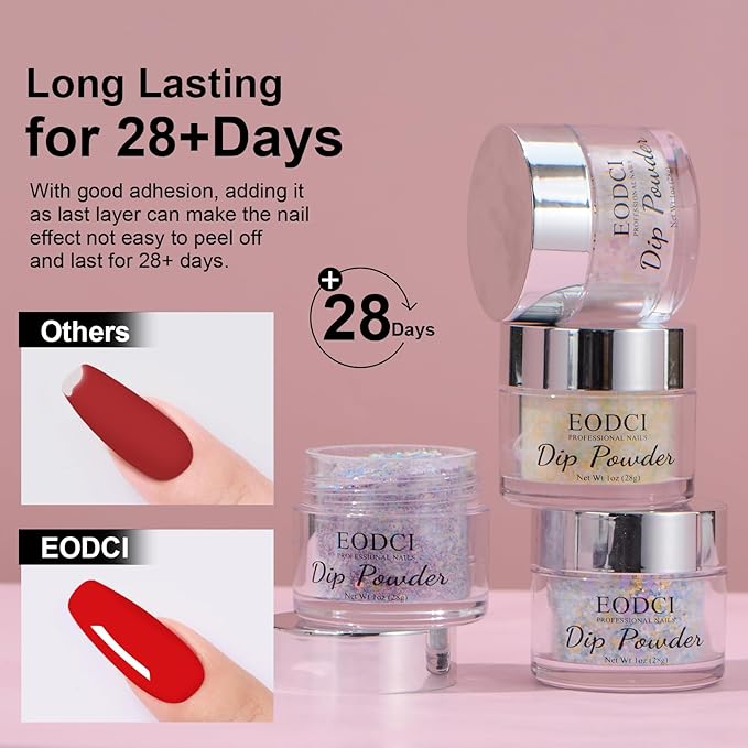 Glitter Dipping Powder, Sprinkle On Glitter Collection - Hot Pink Dip powder - No Needed UV Lamp - Long Lasting 14 Days Dip Colors - Nail Color for Professionals & At-Home DIY 1oz