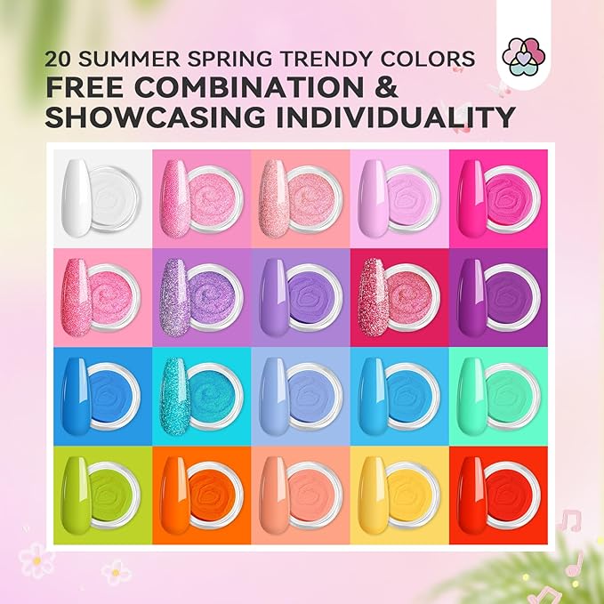 SAVILAND Dip Powder Nail Kit with Drill - 20 Colors Summer Dip Nails Powder Starter Kit with Everything Dip Liquid Set Dipping System Base Top Coat Activator for Dip Manicure Art Salon DIY