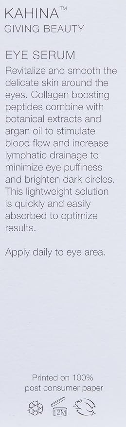 Kahina Eye Serum for Dark Circles, Eye Bags, and Puffiness - 0.5 fl oz - Light, Fast-Absorbing Under Eye Serum Reduces Fine Lines and Wrinkles - Anti Aging Serum Manufactured in the USA