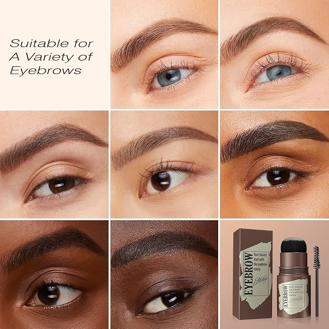 Eyebrow Stamp Stencil Kit - Long-Lasting Eye Brow with Eyebrow Blush, Waterproof & Smudge-Proof Brow Shaping Kit with 24 Reusable Thin & Thick Eyebrow Stencils for Voluminous Brow (Black)