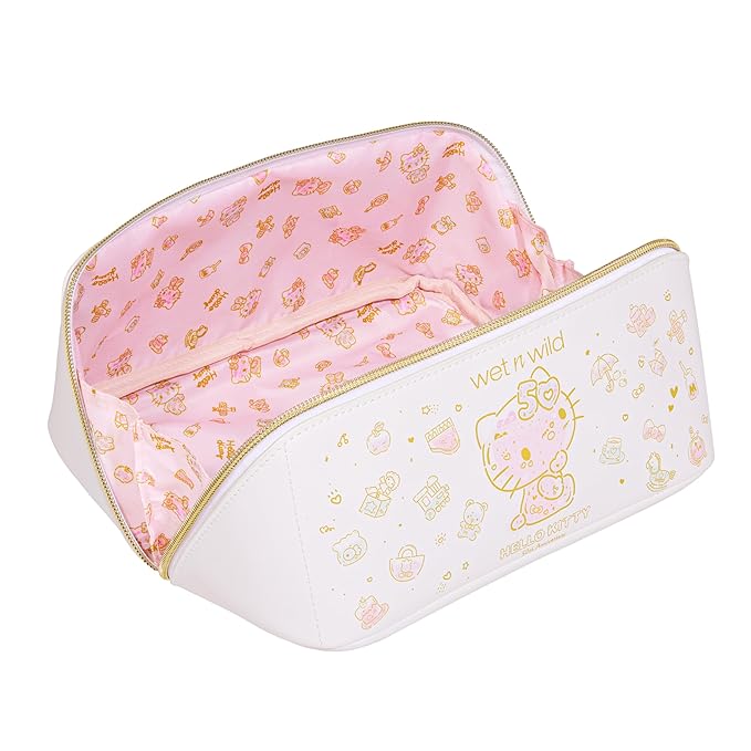 wet n wild Hello Kitty Makeup Bag, Unique Travel Friendly Design, 50th Anniversary Soft Pink Print, Cruelty-Free & Vegan
