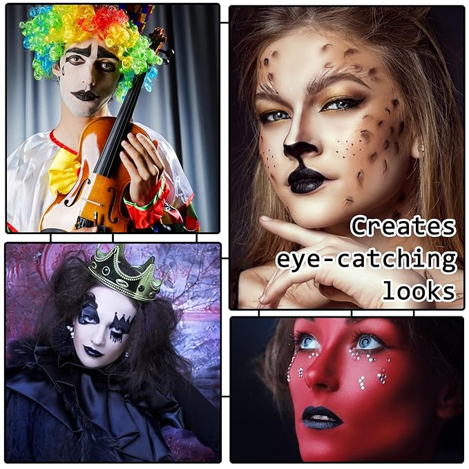 Matte Black Lipstick,Highly Pigmented Non-stick Cup Halloween Black Lip Gloss for Skull Cosplay Goth Skeleton Zombie Clown,Waterproof Long Lasting Eye Black Makeup Stick for Softball Baseball Sports