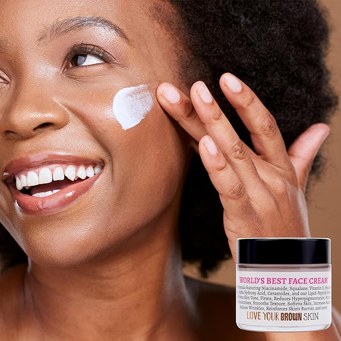 World’s Best Face Cream™ for Skin-of-Color, Anti Aging Reverse Signs of Aging Hydrates Niacinamide Squalane Hyaluronic Acid, 2 oz