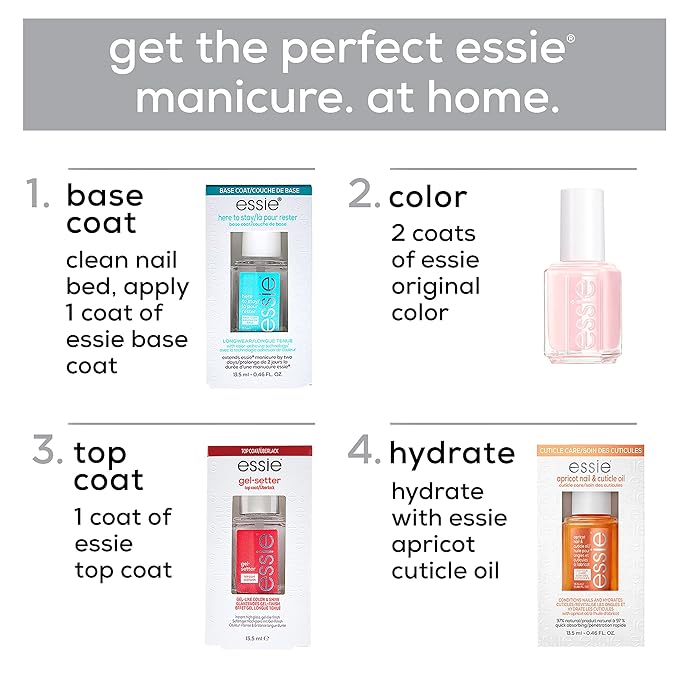 essie Nail Care, 8-Free Vegan, Gel Setter Top Coat, gel-like finish nail polish, 0.46 fl oz