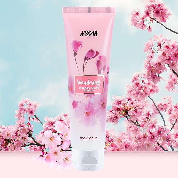 Nykaa Wanderlust Japanese Cherry Blossom Body Scrub - Gently Exfoliates Dead Cells, Revives Dull and Dry Skin With Aloe Vera (4.93 Fl Oz)